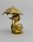 Vintage Brass Duck Under Umbrella
