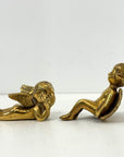 Vintage Polished Brass Cherub Angels — Set of Two Mid-Century Figurines