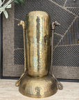Vintage Brass Hammered Vase With Horse Head Handles