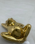 Vintage Brass Frog Relaxing On Back
