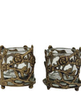 Vintage Brass Floral Candleholders-A Pair