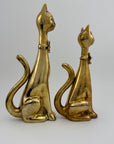 Large Vintage Brass Cats With Bow Tie-A Pair