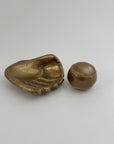 Vintage Brass Baseball Glove and Ball-A Two Piece Set