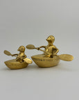 Vintage Brass Duck and Duckling Paddling Boats-A Pair