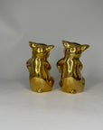 Pair of Vintage Brass Laughing Pig Figurines
