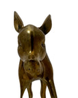 Vintage Mid-Century Modern Brass Fawn Sculpture – Graceful Grazing Deer | Hollywood Regency Animal Figurine |12.75 Inches tall