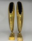 Beautiful Pair of Vintage Mid-Century Brass Peacock Sculpture/Vases-17 Inches
