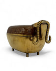 Vintage Brass Goat Trinket Dish With Enameled Etchings
