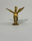 Vintage Brass Pegasus With Glass Trinket Dish- A Set