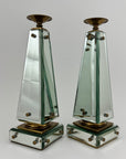 Pair of Vintage Maitland-Smith Mirrored Obelisk Candlesticks