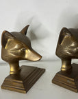 Vintage Brass Fox Head Bookends