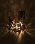 Brass Trio Cutout Candleholder Set