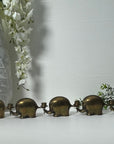 Vintage Brass Elephant Support Circle Thin Candlestick Holders