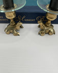 Vintage Brass Small Frog Candlestick Holders