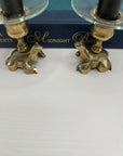 Vintage Brass Small Frog Candlestick Holders