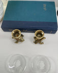 Vintage Brass Small Frog Candlestick Holders