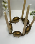 Vintage Brass Elephant Support Circle Thin Candlestick Holders