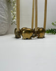 Vintage Brass Elephant Support Circle Thin Candlestick Holders