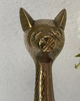 12 inch Tall Vintage Brass Hand Etched Cat