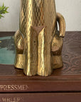 12 inch Tall Vintage Brass Hand Etched Cat