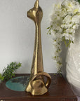 12 inch Tall Vintage Brass Hand Etched Cat