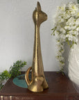 12 inch Tall Vintage Brass Hand Etched Cat