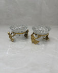 Vintage Brass Frog and Crystal Candle Holders