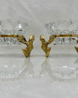 Vintage Brass Frog and Crystal Candle Holders