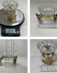 Vintage Brass Frog and Crystal Candle Holders