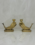 Vintage Brass Whale Candleholders