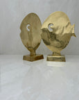 Large Vintage Brass Cartoon-Like Fish Figurine on Stand-A Pair