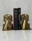 Vintage Brass Guitar Bookends-A Pair