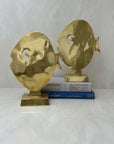 Large Vintage Brass Cartoon-Like Fish Figurine on Stand-A Pair