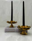 Vintage Brass Flower Candleholders-A Pair