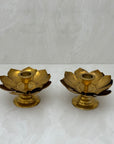 Vintage Brass Flower Candleholders-A Pair