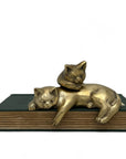 Vintage Bronze Resting Shelf Cats-A Pair