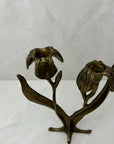 Vintage Brass Flower Candlestick Holder