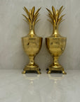 Large Vintage Brass Pineapple Container-A Pair-Hollywood Regency