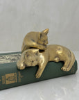 Vintage Bronze Resting Shelf Cats-A Pair