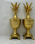 Large Vintage Brass Pineapple Container-A Pair-Hollywood Regency