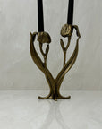 Vintage Brass Flower Candlestick Holder