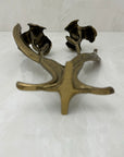 Vintage Brass Flower Candlestick Holder