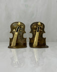 Vintage Brass Guitar Bookends-A Pair