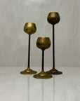 Vintage Brass Graduating Candlestick Holders-Set of Three