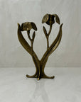 Vintage Brass Flower Candlestick Holder