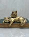 Vintage Bronze Resting Shelf Cats-A Pair
