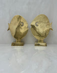 Large Vintage Brass Cartoon-Like Fish Figurine on Stand-A Pair