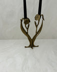 Vintage Brass Flower Candlestick Holder