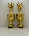 Large Vintage Brass Pineapple Container-A Pair-Hollywood Regency
