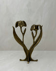 Vintage Brass Flower Candlestick Holder